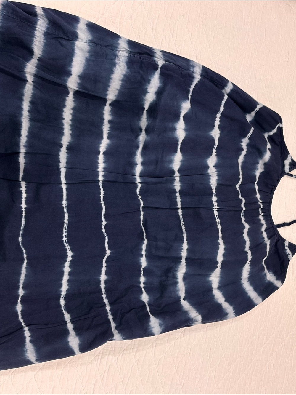 Navy Tie-Dye Striped Halter Dress